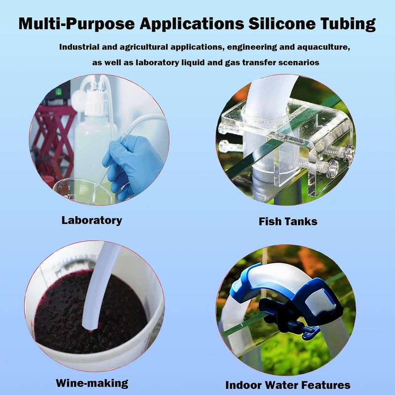 I33T Silicone Tubing, 1/4" (6mm) ID x 3/8" (9mm) OD Food Grade Tubing High Temp Pure Silicone Tube Hose Flexible Pipe for Home Brewing 10ft(3m) (Pure) - Image 4